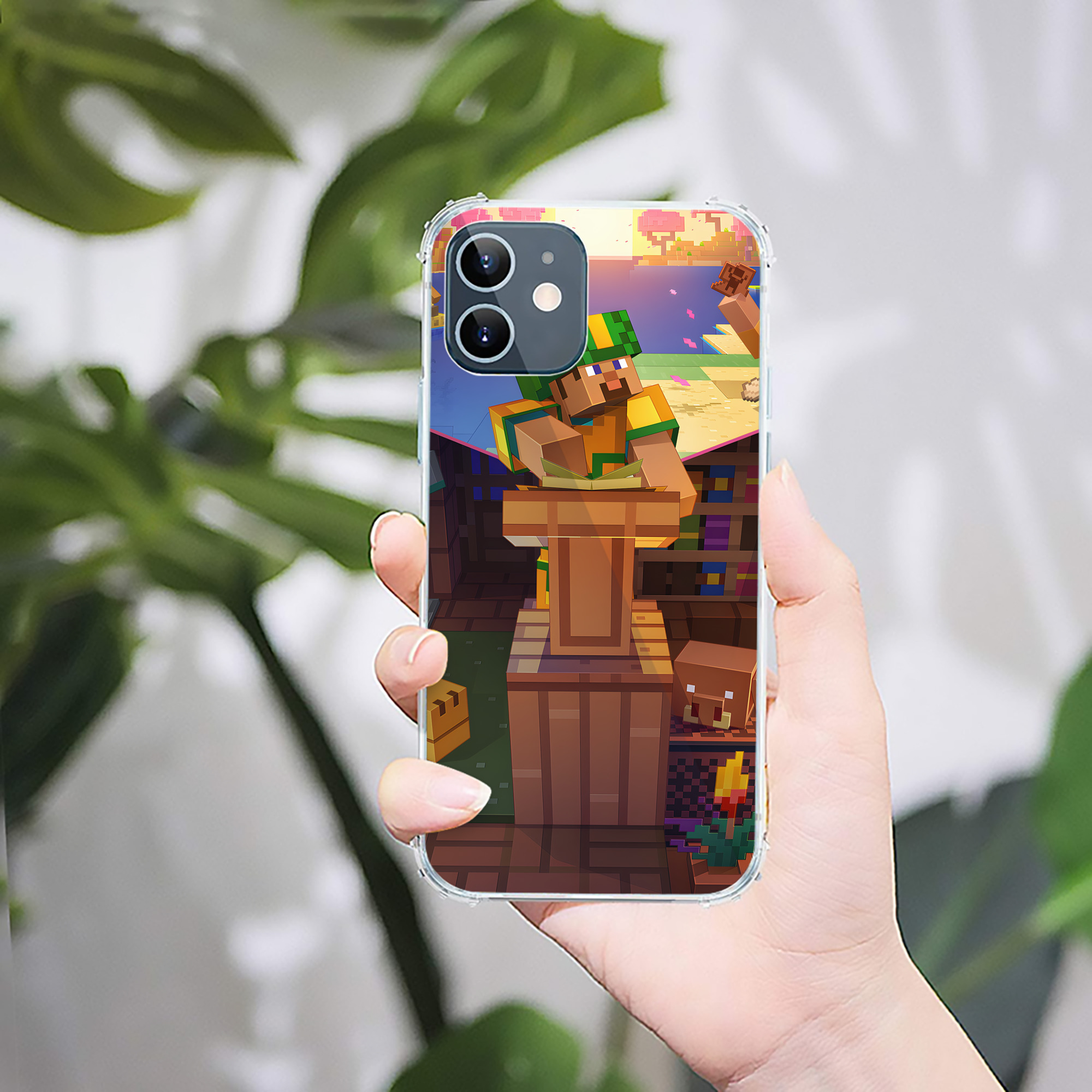 （画像用） マインクラフト ブロックの世界 Minecraft MC Block world 【iPhone 12シリーズ対応】透明スマホケース（クリアソフトケース）